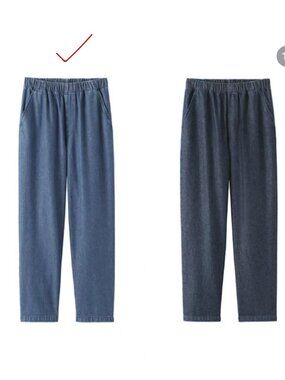 Muji Women's Stretch Denim Relax Wide Pants × 1 Indigo Blue / 25inch